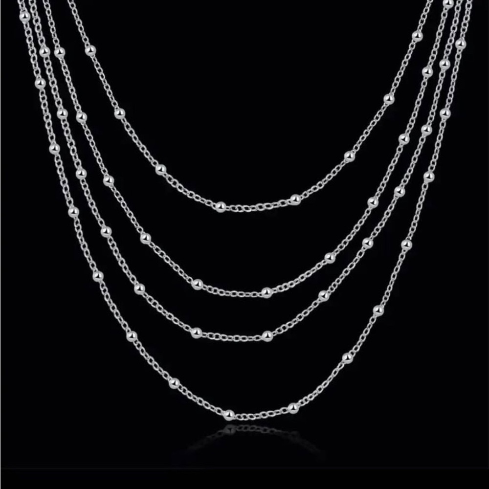 Elegant Sterling Silver Layered Necklace - Picture 1 of 1